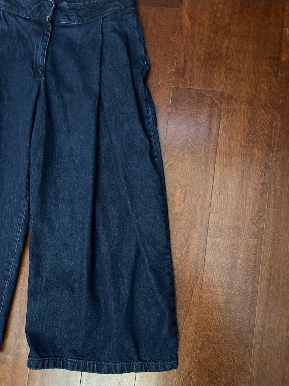 Zara Dark Blue Wide-Leg Pleated Culotte Jeans, Size 6 - Picture 8 of 14